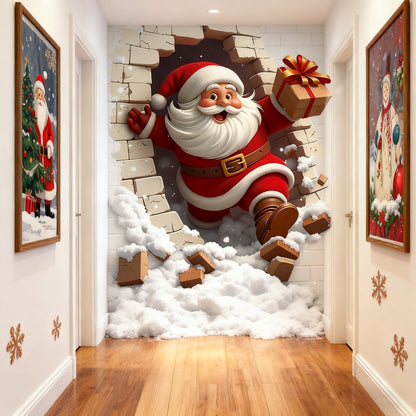 🔥Buy 5 Get 5[10Pcs &💥Free Shipping]Santa Claus Breakthrough Wall Stickers🎄