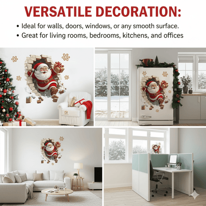 🔥Buy 5 Get 5[10Pcs &💥Free Shipping]Santa Claus Breakthrough Wall Stickers🎄
