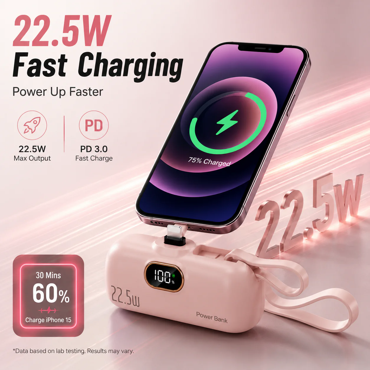 Zorveko pocket power bank with built in cable 22-5W fast charging 2