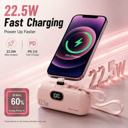 Zorveko pocket power bank with built in cable 22-5W fast charging 14