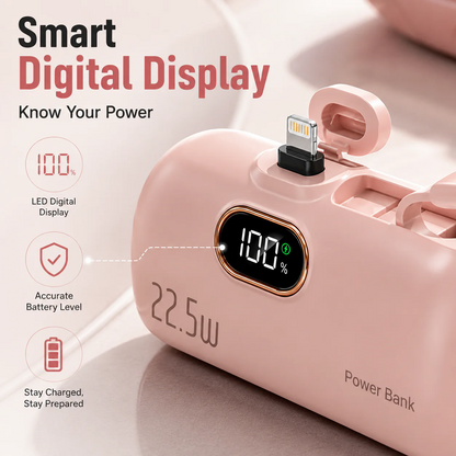 Zorveko pocket power bank with built in cable 22-5W fast charging 4