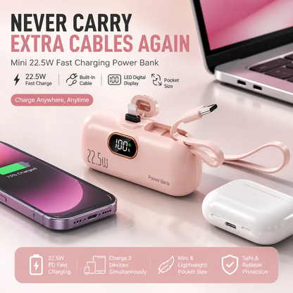 Zorveko pocket power bank with built in cable 22-5W fast charging 1