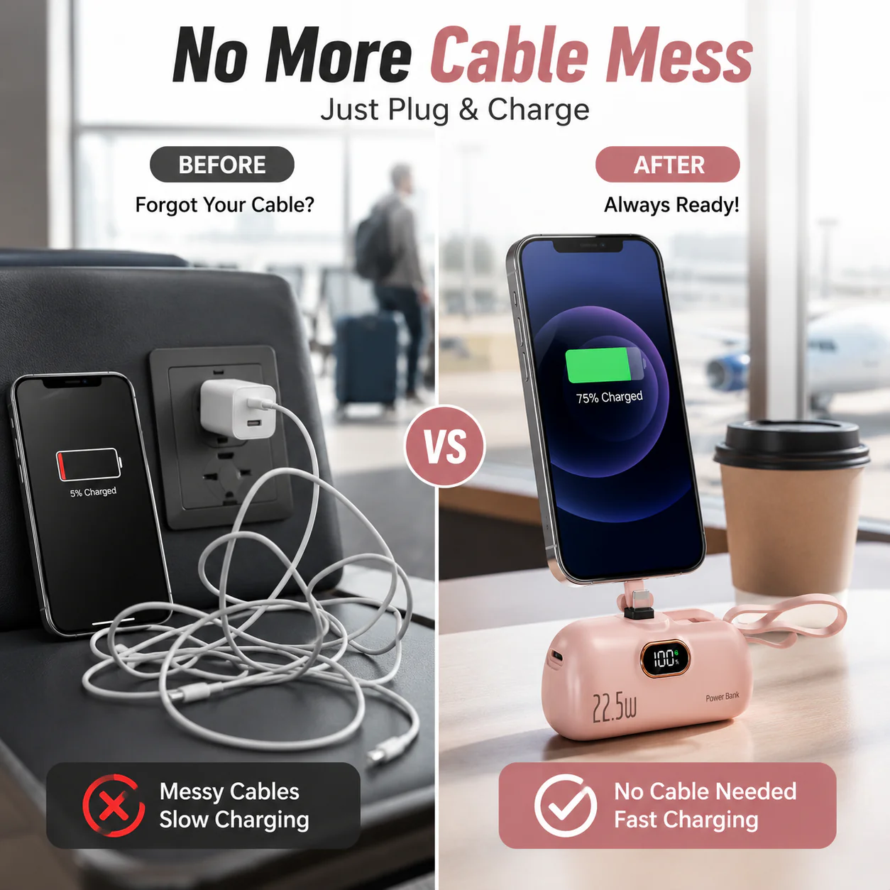 Zorveko pocket power bank with built in cable 22-5W fast charging 3