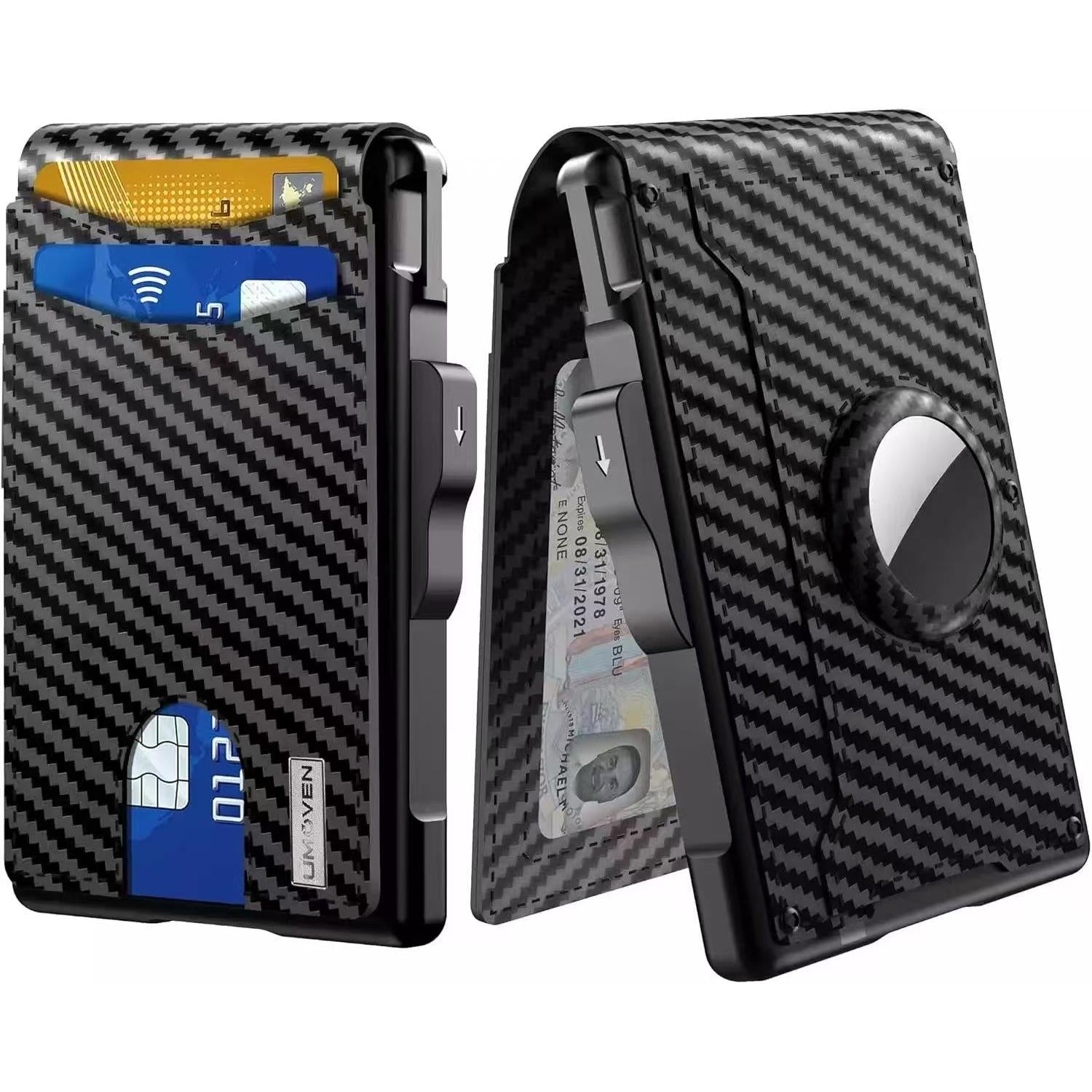 Men's Business Wallet Credit Card Holder Pop Up Smart RFlD Blocking Slim Leather