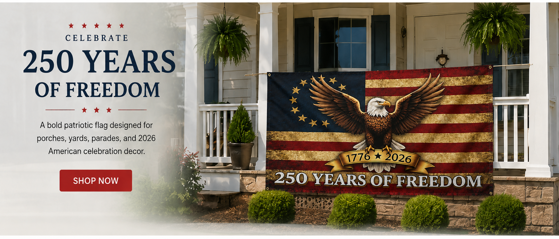 Zorveko 1776–2026 USA 250th Anniversary Patriotic Eagle Flag slideshow_hero_3ityek:image:0