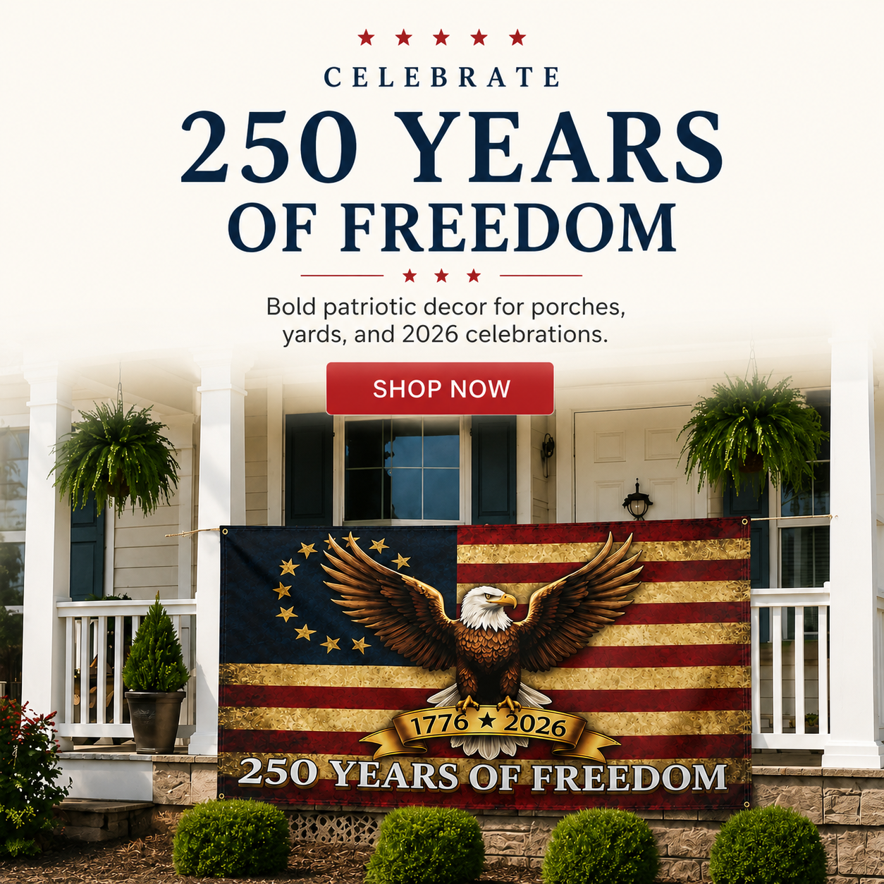 Zorveko 1776–2026 USA 250th Anniversary Patriotic Eagle Flag slideshow_hero_3ityek:image:1