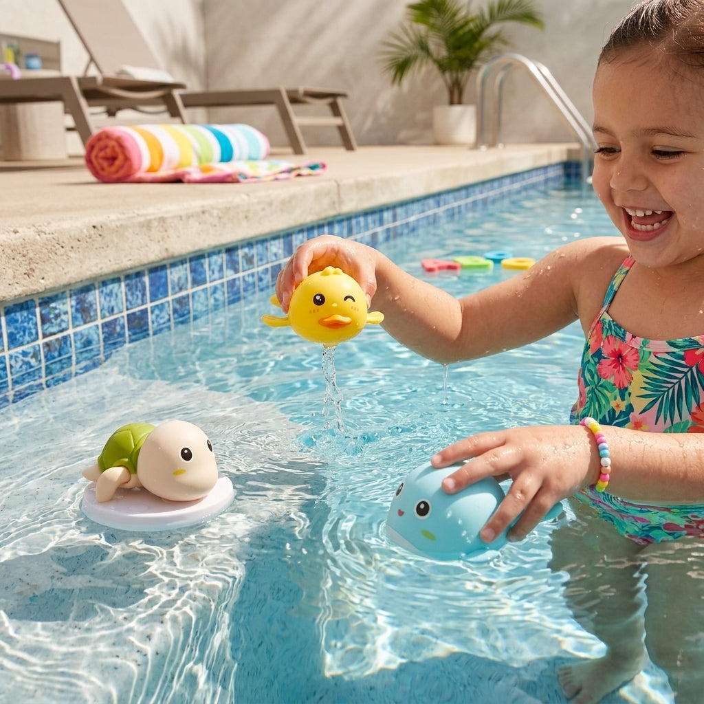 Zorveko Swimming Baby Bath Toys, Water Pool Floating Wind Up Toys image_with_text_QwNQUL:image:0