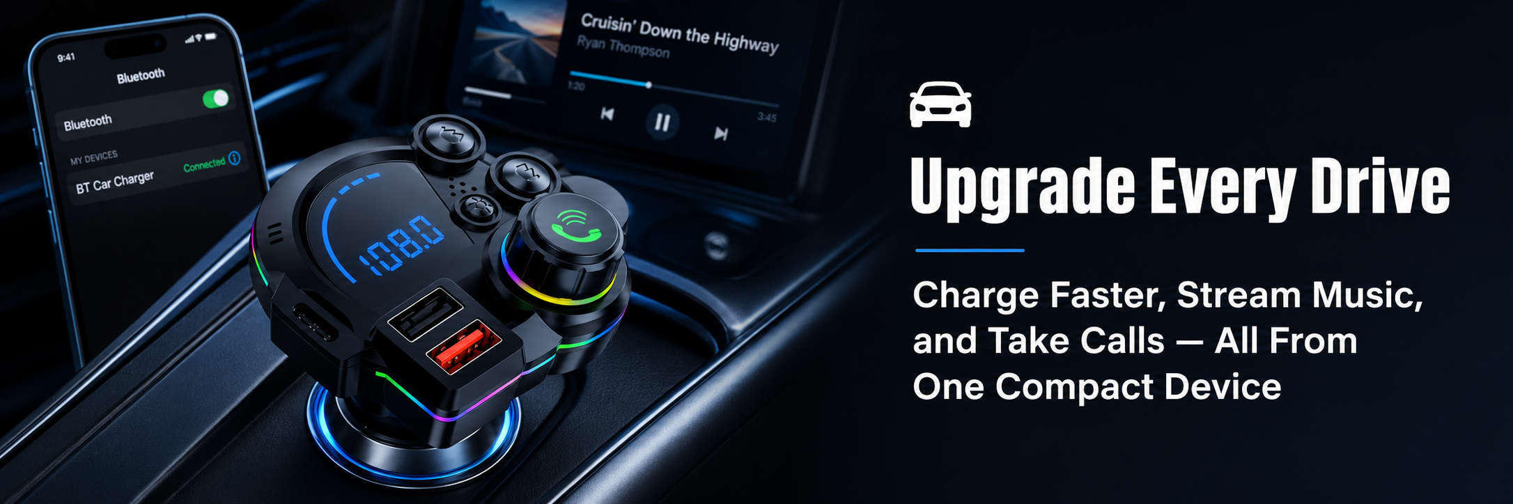Zorveko Bluetooth FM Transmitter for Cars slideshow_hero_3ityek:image:0