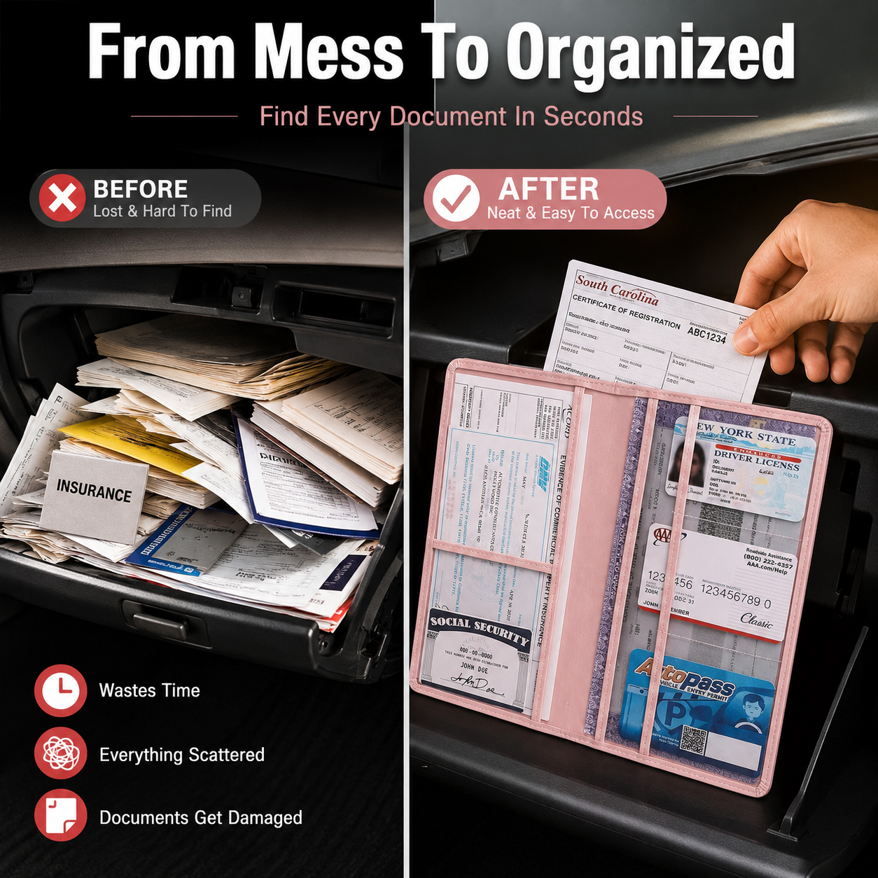 Zorveko Car Registration & Insurance Card Holder image_with_text_6L7DaR:image:0