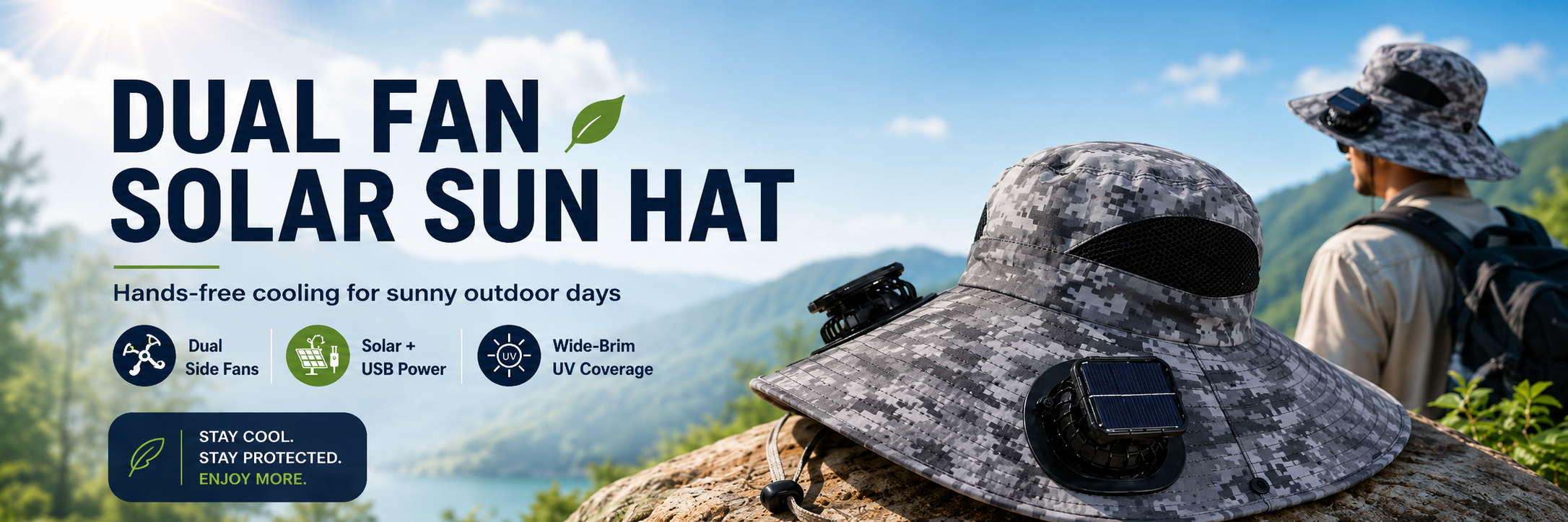 Zorveko Dual Solar/USB Powered Fan Safari Hat slideshow_hero_3ityek:image:0