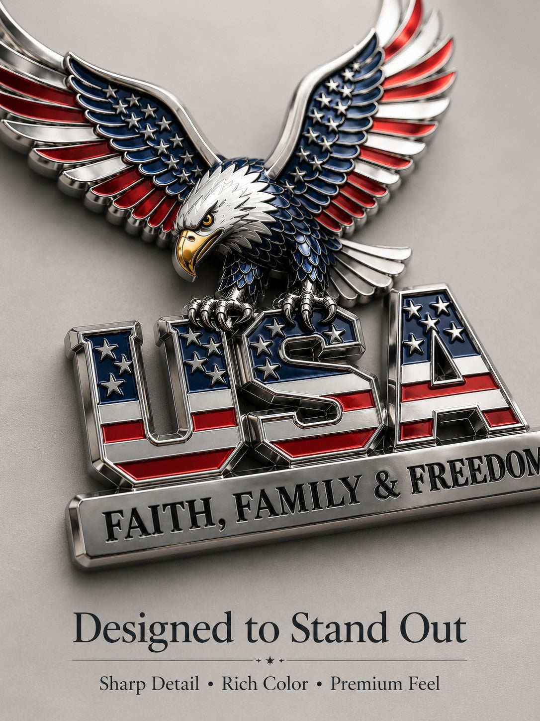 Zorveko 🇺🇸250th Anniversary- ★USA Faith, Family & Freedom★ Metal Emblem image_with_text_6L7DaR:image:0
