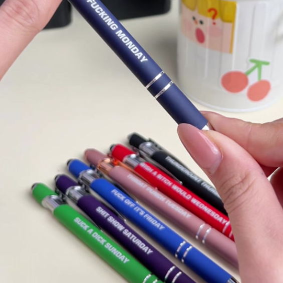 Zorveko 💝Funny Stress-Relief Daily Quotes Metal Ballpoint Pen Set (7 Pcs) | 🎁Office Christmas Gift Exchange testimonials_HYFz9F:image:1