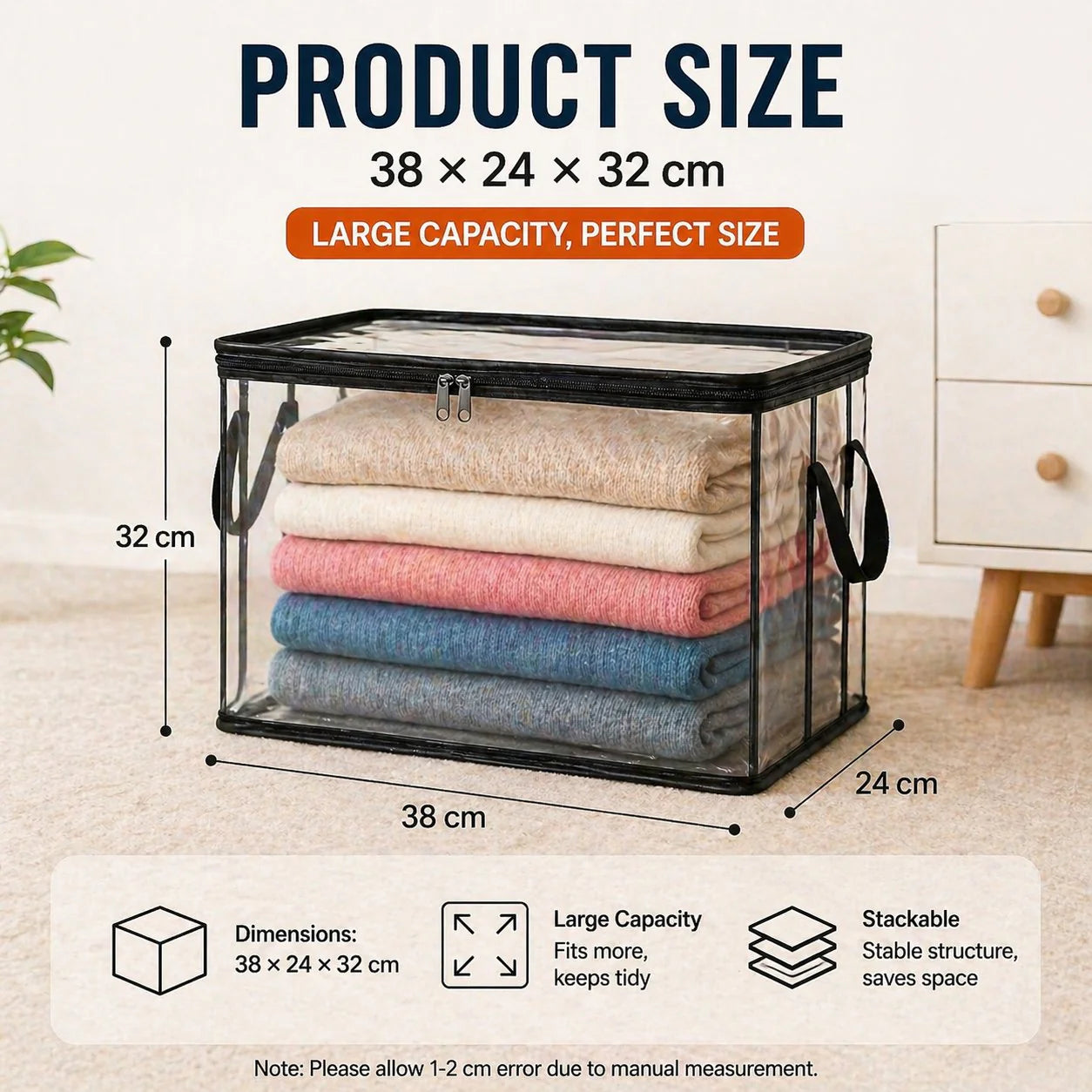 Zorveko Large Clear Storage Box with Hinged Lid – Heavy-Duty High Capacity Organizer image_with_text_QwNQUL:image:0