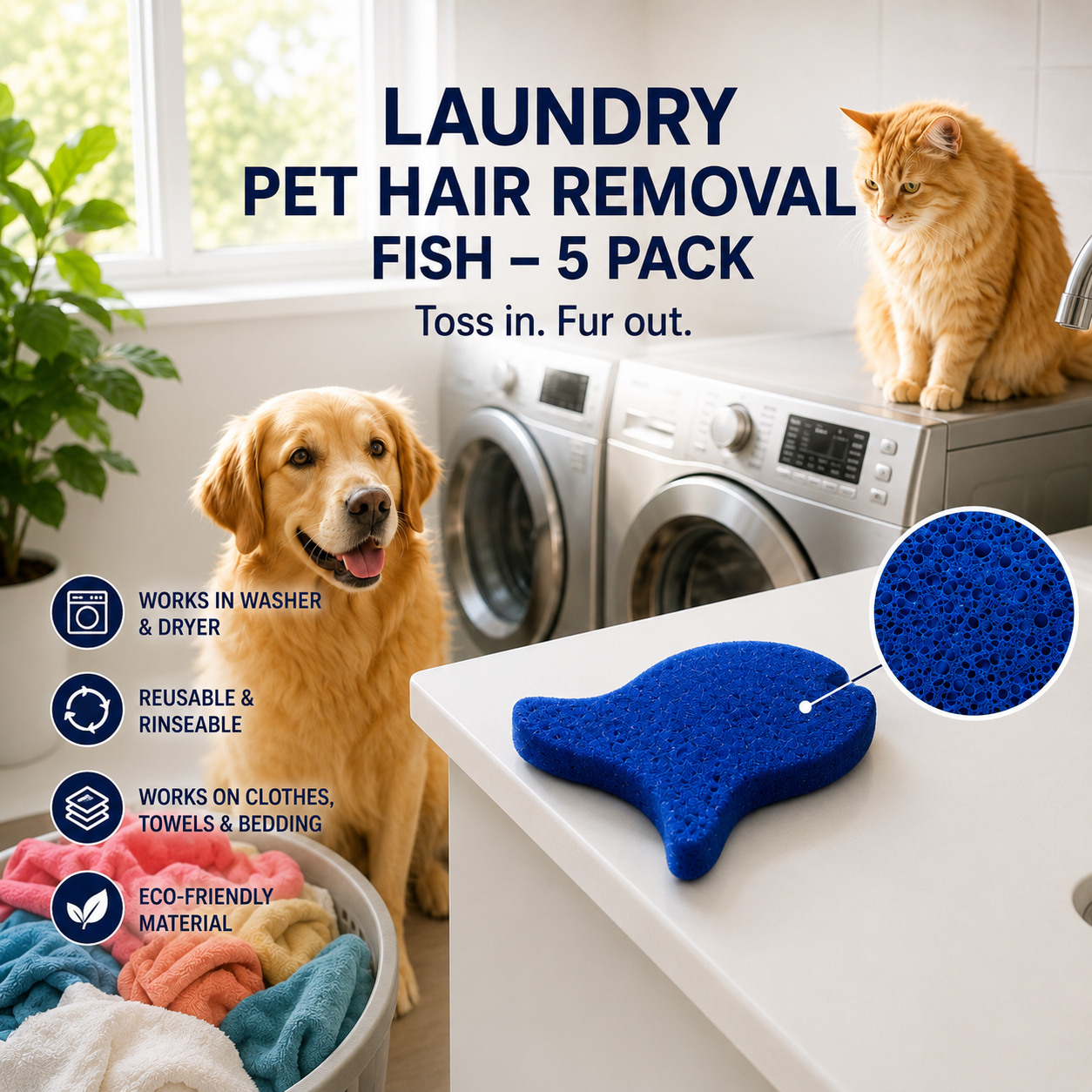 Zorveko Laundry Pet Hair Removal Fish - 5 Pack image_with_text_mDxXKe:image:0