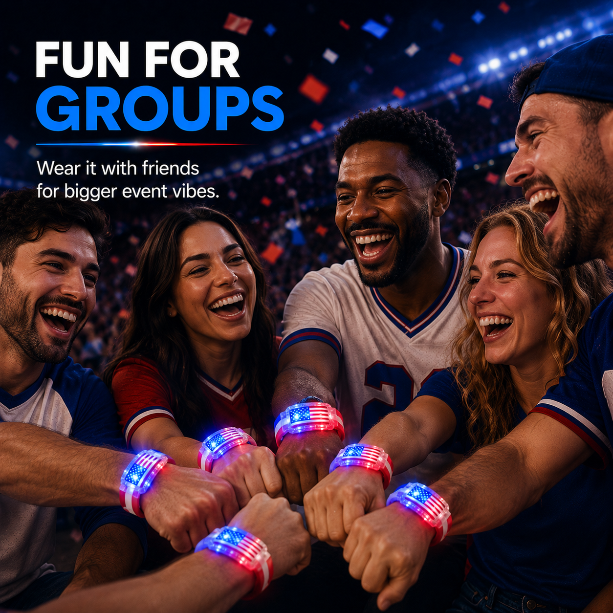 Zorveko LED Flag Wristband for Game Day & Watch Parties image_with_text_UkQRdn:image:0