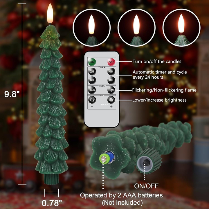 Zorveko LED Green Tree Taper Candle Stick Set image_with_text_qmtAi6:image:0