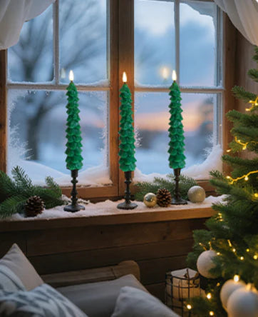 Zorveko LED Green Tree Taper Candle Stick Set multicolumn_U47TKH:image:2
