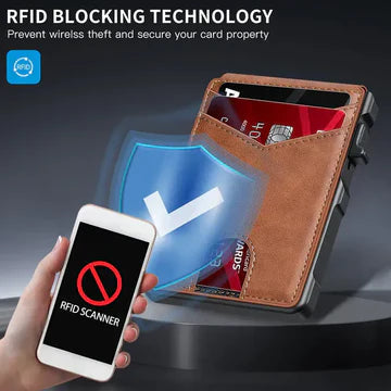 Zorveko Men's Business Wallet Credit Card Holder Pop Up Smart RFlD Blocking Slim Leather image_with_text_QwNQUL:image:0