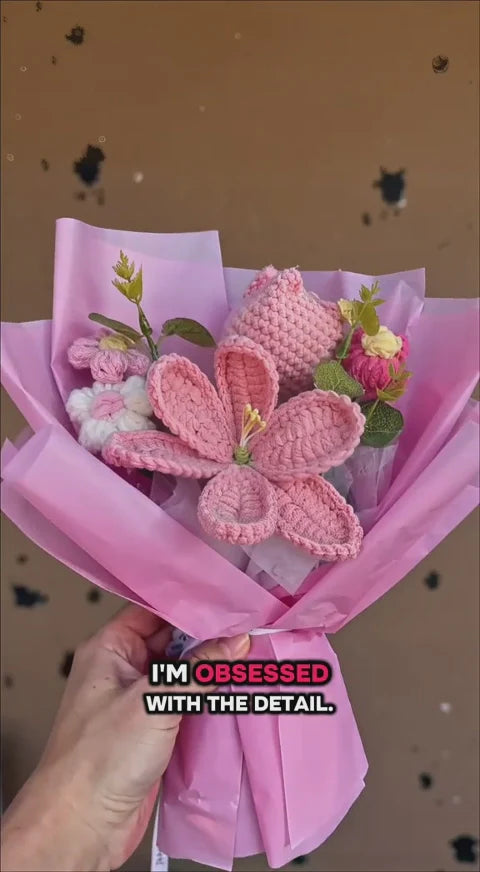 Zorveko Mother’s Day Gift🌺 Pink Crochet Lily Rose Tulip Bouquet image_with_text_mDxXKe:image:0