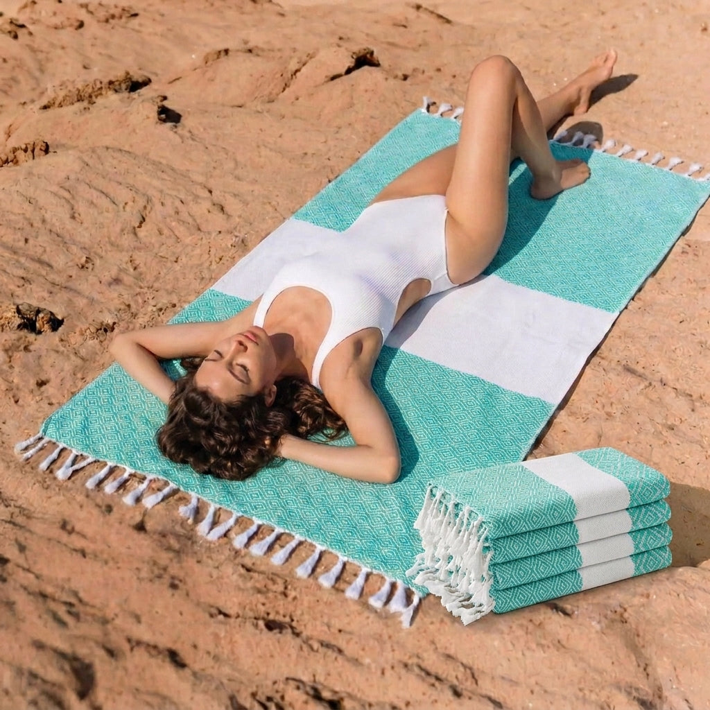 Zorveko Sand-Resistant Beach Towel for Comfortable Summer Days image_with_text_6L7DaR:image:0