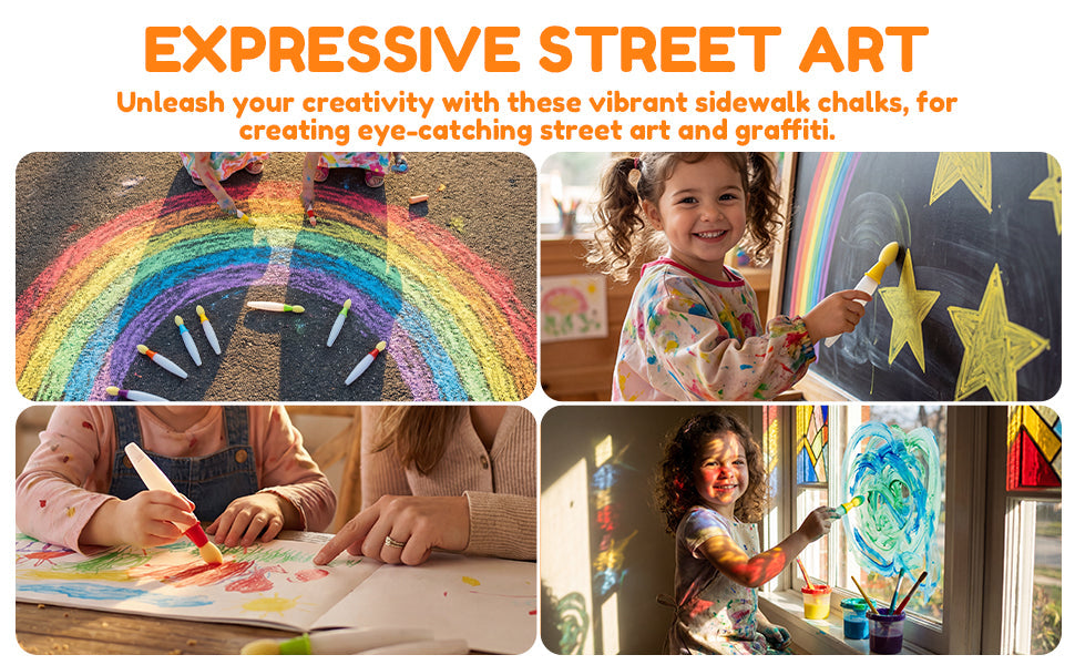 Zorveko Sidewalk Chalk Paint Brush,Add Water to Brushes to Use,Easy to Use,Washable image_with_text_6L7DaR:image:0