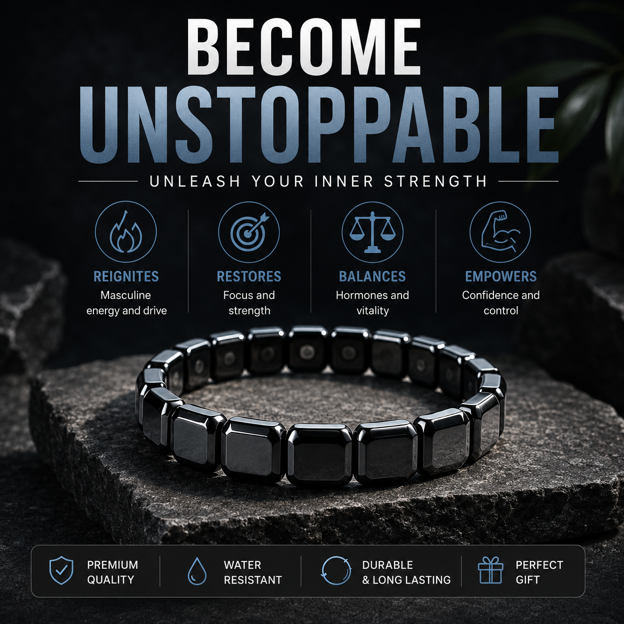 Zorveko HEMATITE BRACELET slideshow_hero_3ityek:image:1