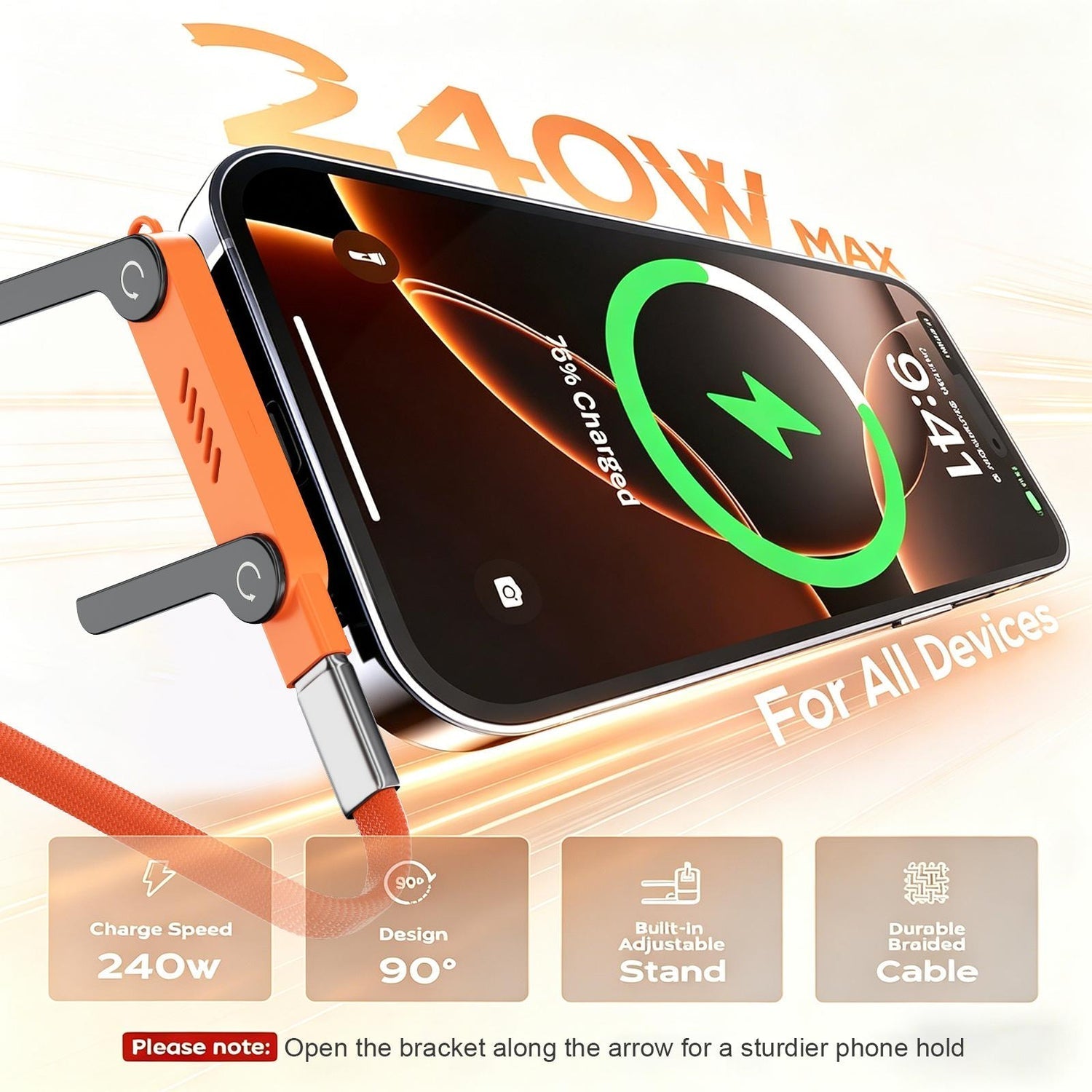 Zorveko Type-C Fast Charging Cable With Detatchable Stand image_with_text_mDxXKe:image:0