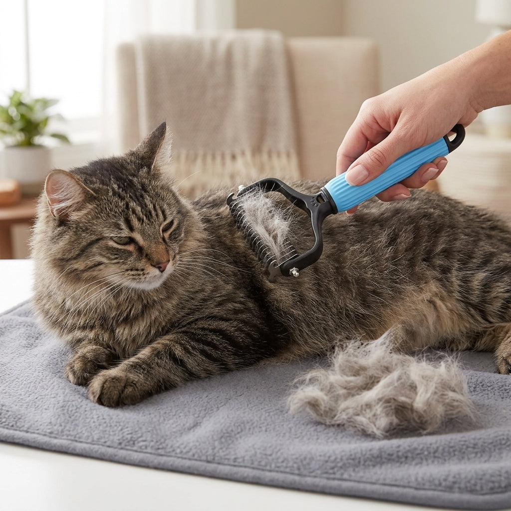 Zorveko 2-in-1 Pet Grooming Rake – Detangle, Deshed & Smooth Fur Easily image_with_text_6L7DaR:image:0