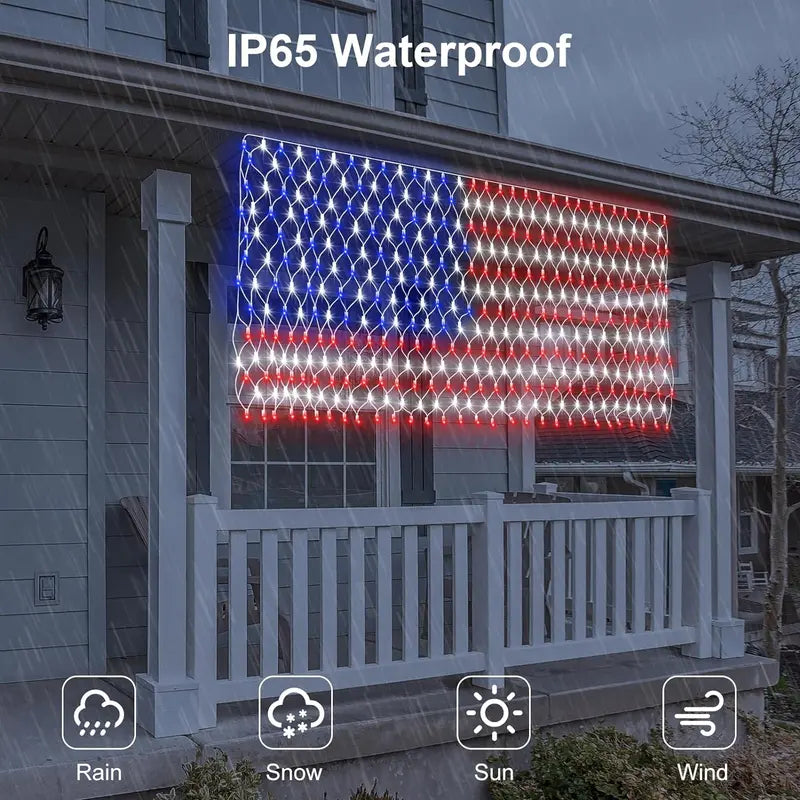 Zorveko Solar American Flag Lights Outdoor American Flag Net Lights image_with_text_QwNQUL:image:0