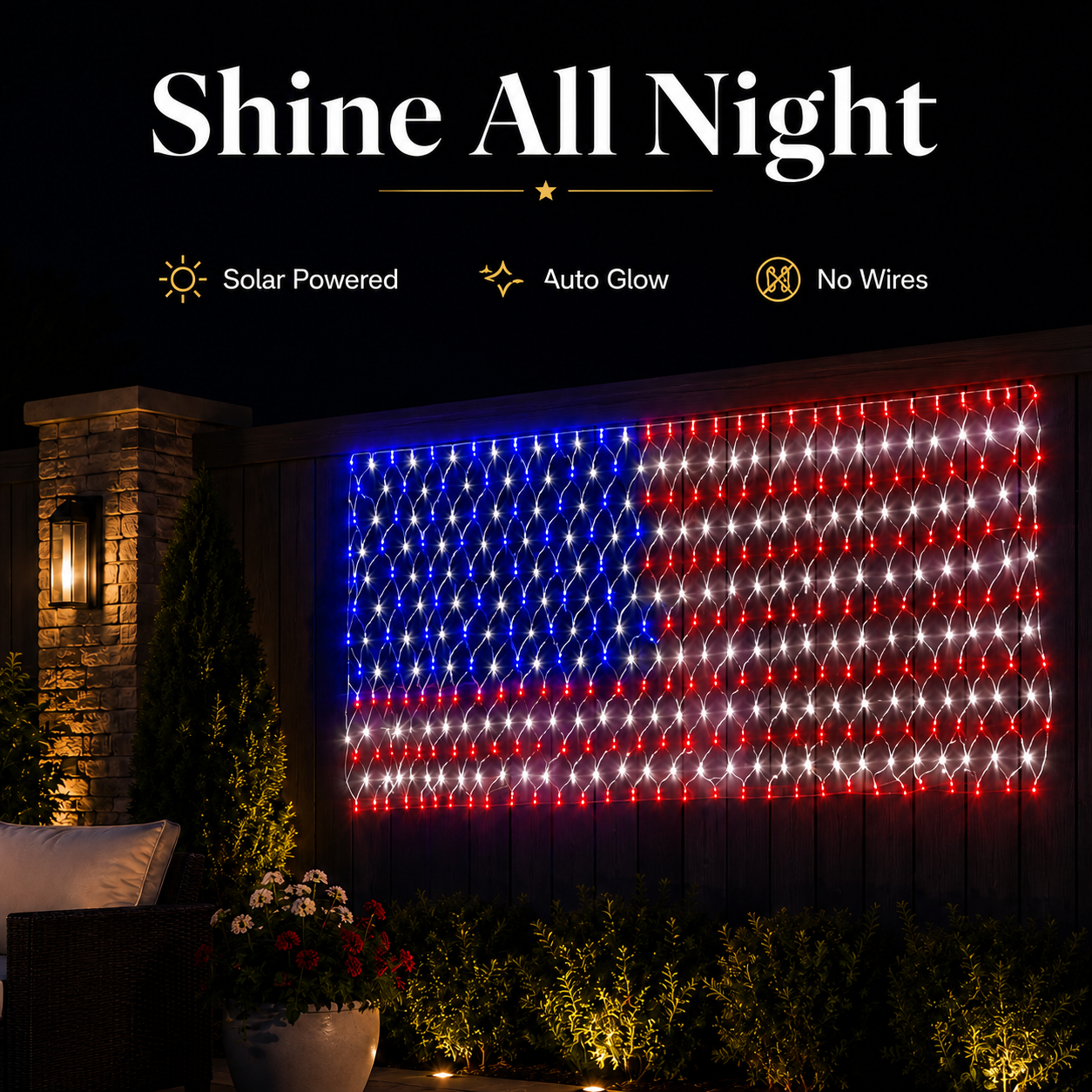 Zorveko Solar American Flag Lights Outdoor American Flag Net Lights slideshow_hero_3ityek:image:1