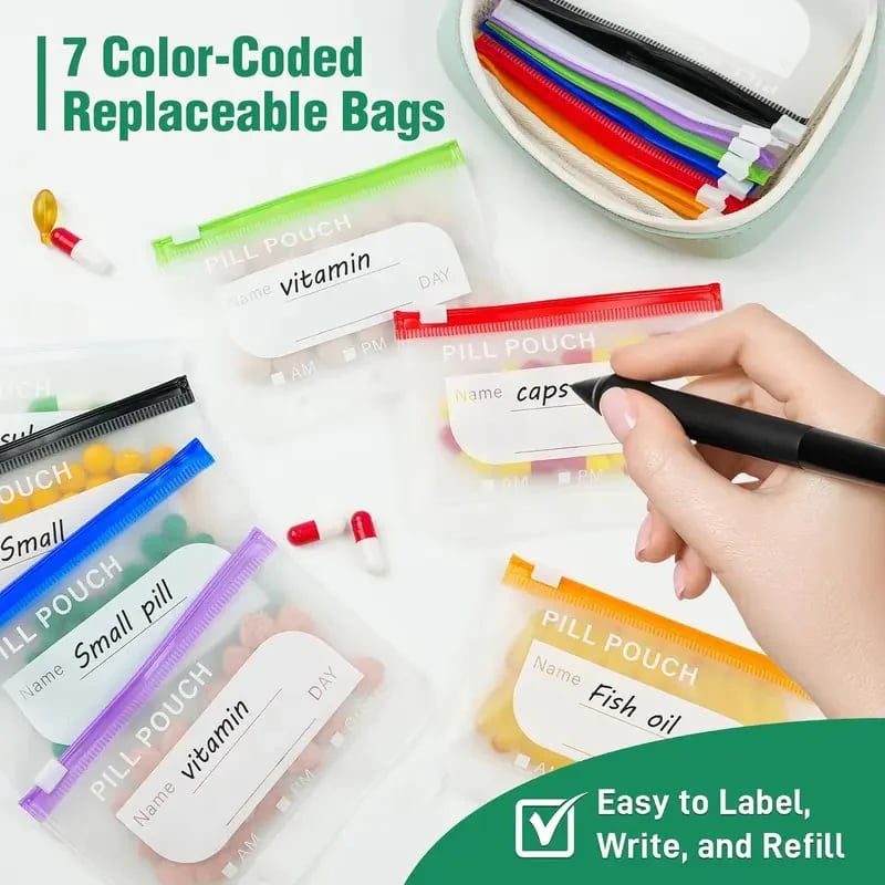 Zorveko Waterproof Pill Pouch Set- 7Pcs Bags Inside image_with_text_6L7DaR:image:0