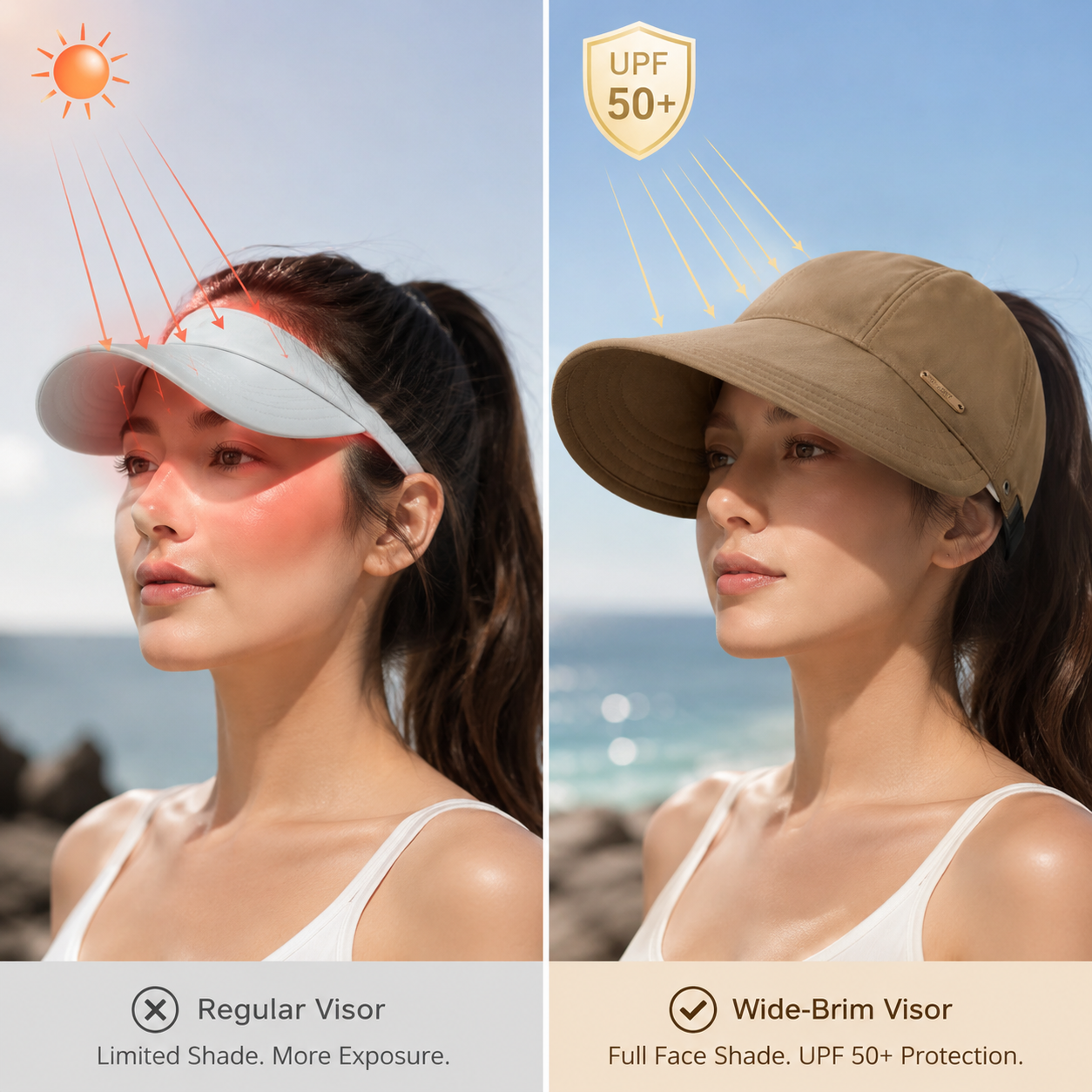 Zorveko Women's Wide Brim Sun Visor Hat image_with_text_6L7DaR:image:0